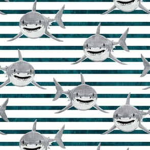 shark - great white sharks - dark teal stripes - LAD19
