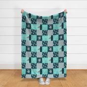 Shark Wholecloth - teal - shark and fin - shark nursery (90)  - LAD19