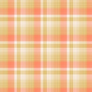 coral mustard plaid - very small scale 