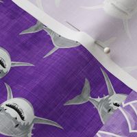 Shark Wholecloth - Purple - shark and fin - shark nursery (90) - LAD19