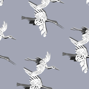 Cranes Flight of Feathers lg duvet slate blue