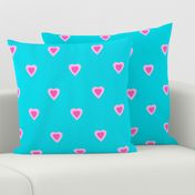 Hot Pink Hearts on Turquoise