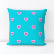 Hot Pink Hearts on Turquoise