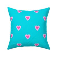 Hot Pink Hearts on Turquoise