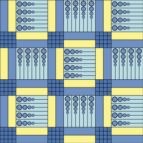 40 Something (6"): Blue & Yellow Retro Geometric Tile