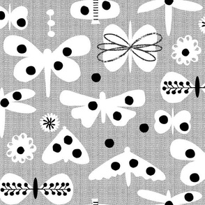 Black and white and polka dot moths
