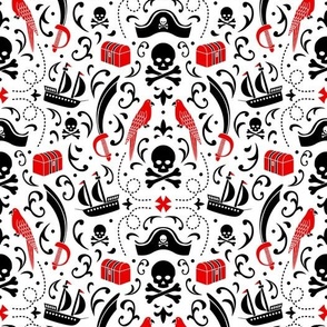 A Pirate's Life Damask (White_