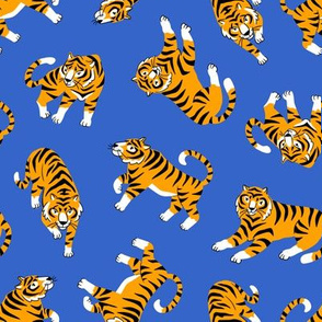 Tigers on blue