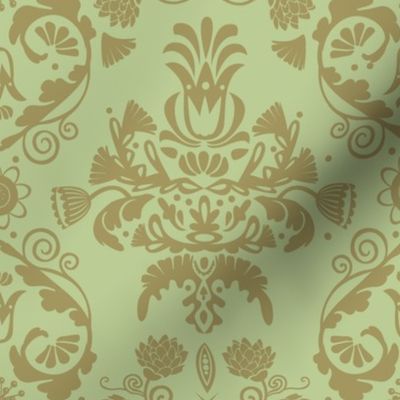 Elegant damask | olive green