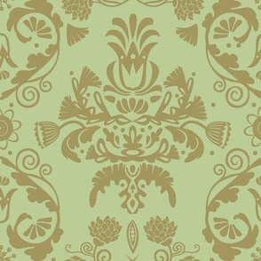 Elegant damask | olive green