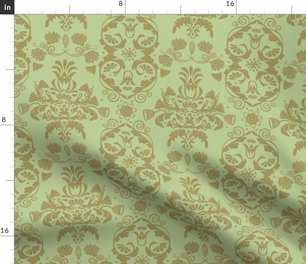 Elegant damask | olive green