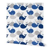 Whales Navy Blue Baby Boy Nursery