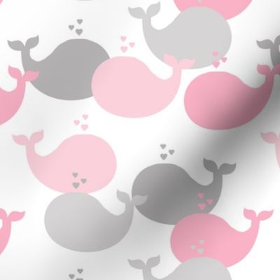 Whales Pink Grey Gray Baby Girl Nursery