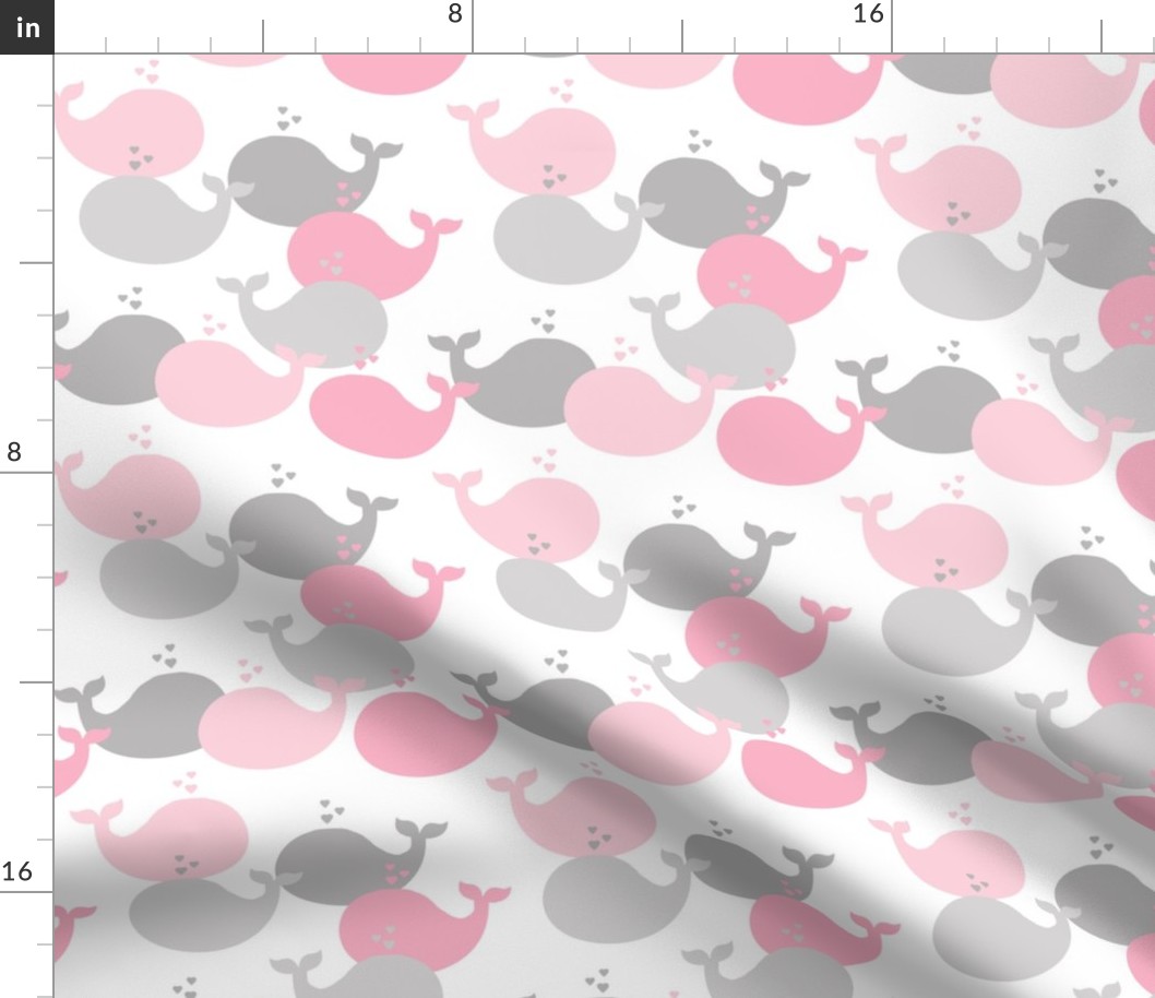 Whales Pink Grey Gray Baby Girl Nursery