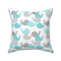 Whales Aqua Blue Gray Grey Baby Girl Nursery 