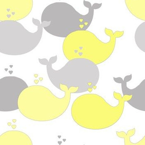 Whales Yellow Gray Grey Baby Nursery Decor