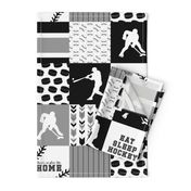 Hockey//Baseball//Black&Grey - Wholecloth Cheater Quilt