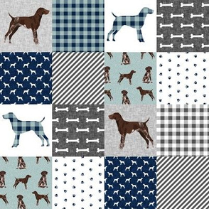 TINY - 2" squares german shorthair pointer pet quilt  b cheater wholecloth