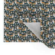 TINY - corgi and coffees fabric cute corgi dog fabric coffee cafe latte fabrics cute coffee psl fabrics