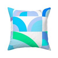 Coastal Deco Geo Rainbows - Large - Blue and Green