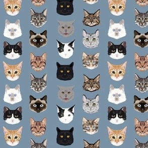 SMALL - cat faces hello cats kitty cute faces cats fabric