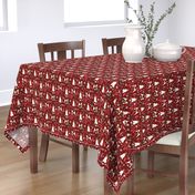 smooth fox terrier christmas fabric - dog holiday fabric, xmas fabric - burgundy