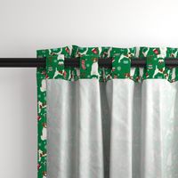 smooth fox terrier christmas fabric - dog holiday fabric, xmas fabric - green