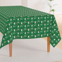 smooth fox terrier christmas fabric - dog holiday fabric, xmas fabric - green