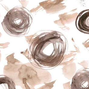 Boho abstraction  • watercolor stains and circles in earthy shades