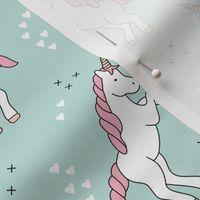 Unicorn love rainbow dreams girls fantasy horse in pastel mint pink