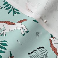 Little Unicorn botanical garden dreams palm leaves and unicorns dream pattern mint 