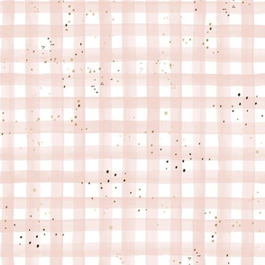 watercolor plaid- blush pink sprinkly gold
