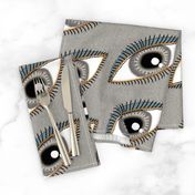 eye eyes neutral, large scale, beige taupe grey gray blue coral brown black white