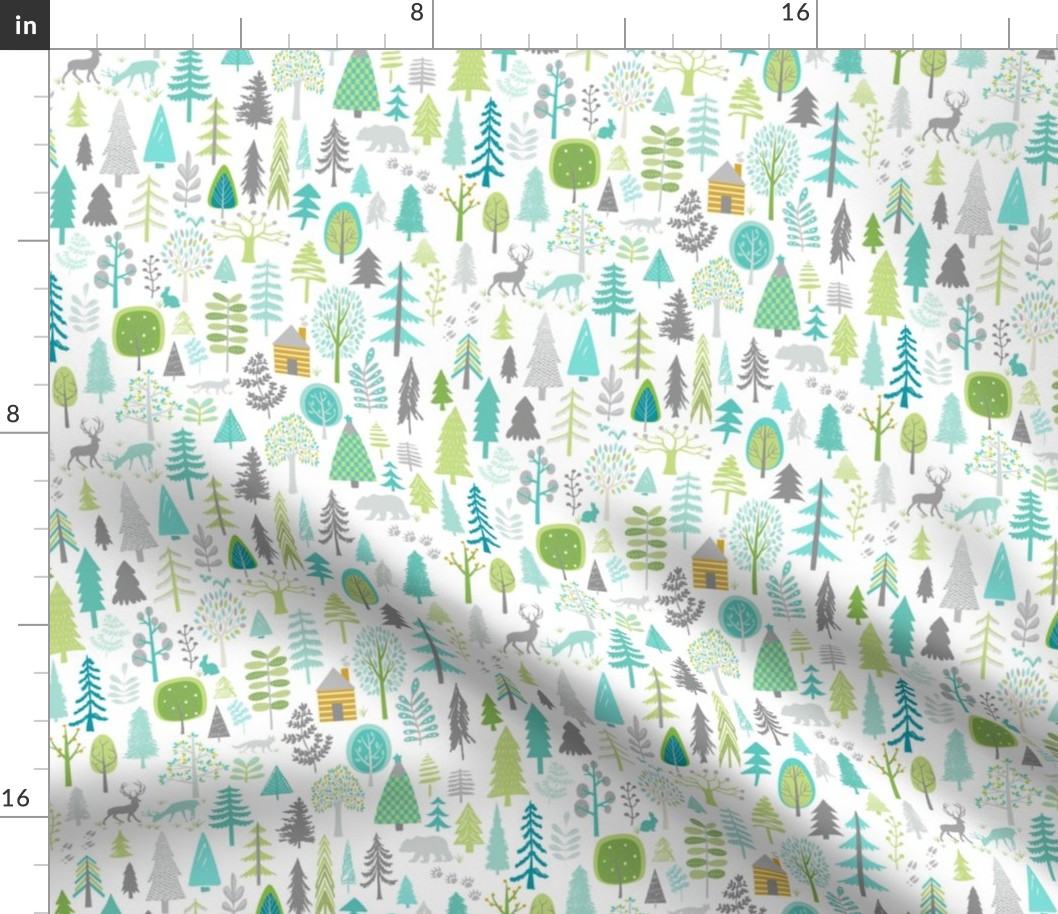 Cabin in the Woods (white) Trees Woodland Forest, MEDIUM scale