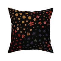 Minute Details spring time plum flowers ditsy floral pattern black background