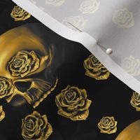 Gold skulls damask very small