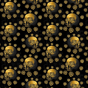 Gold skulls damask very small