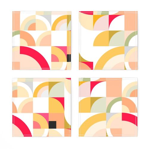 Summery Deco Geo Rainbows - blush, green and red