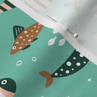Patterned Fish on Green