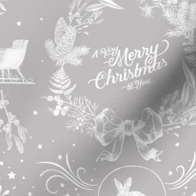 Christmas Toile in Greige