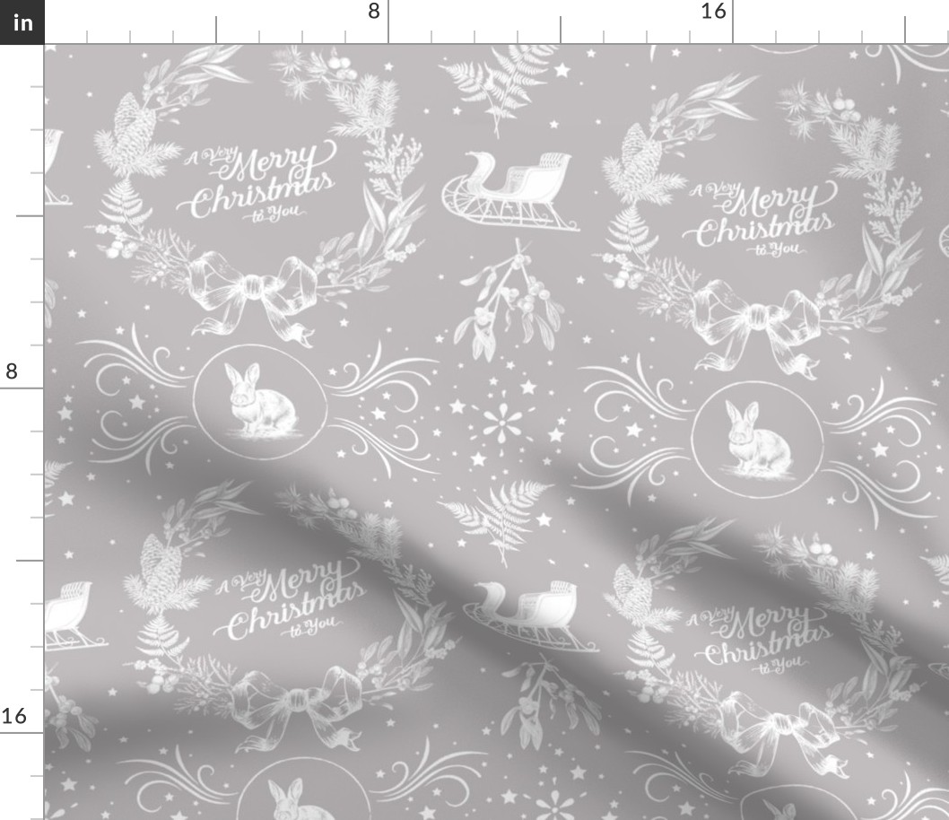 Christmas Toile in Greige