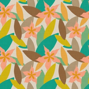 (MEDIUM) Tropical Color-Blocking Shapes in mid century colours