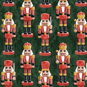 Nutcrackers - red on green - Christmas fabric - Soldier nutcrackers- LAD19