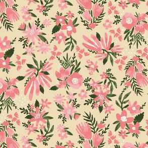 Monogram Florals Cream-Pink