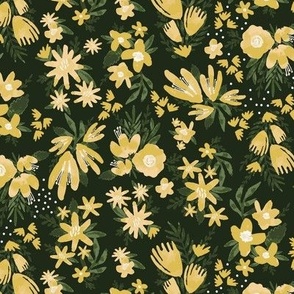 Monogram Florals Black-Yellow