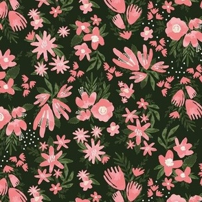 Monogram Florals Black-Pink