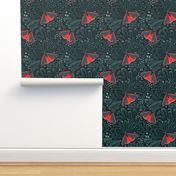 Cinnabar moth - moody floral pattern