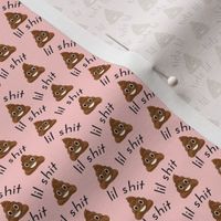 TINY - lil sh*t - poop, emoji, poop emoji fabric, sweary fabric - pink