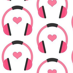 Pink Heart Headphones