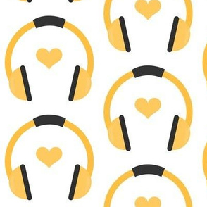 Yellow Heart Headphones